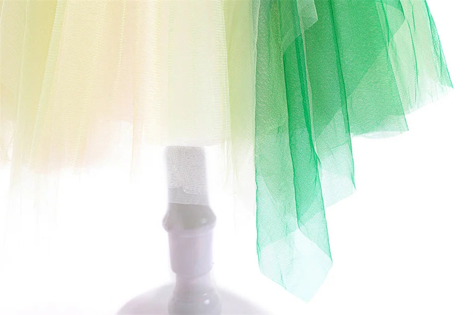 Anna Grünes Kleid Mädchen Spitze Tüll Elegantes Kleid Kinder Bühnenshow Prinzessin Kostüm Kinder Purim Cosplay Kleidung.