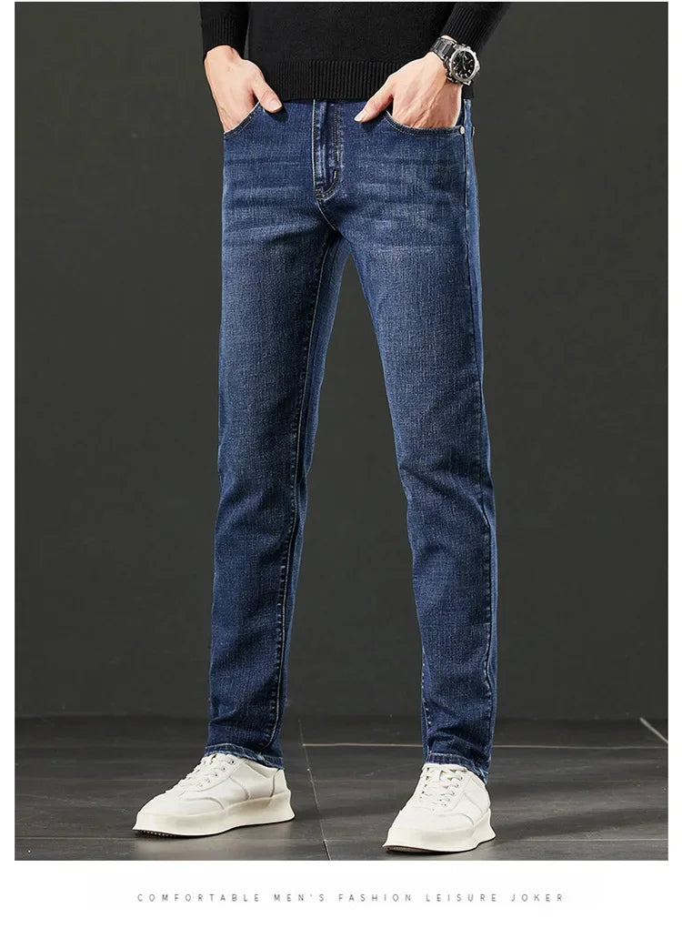 Lee Dex Jeans Men's Autumn/winter New Loose-fit Straight-leg Versatile Mid-age Men's Wear Business Casual Long Pants.