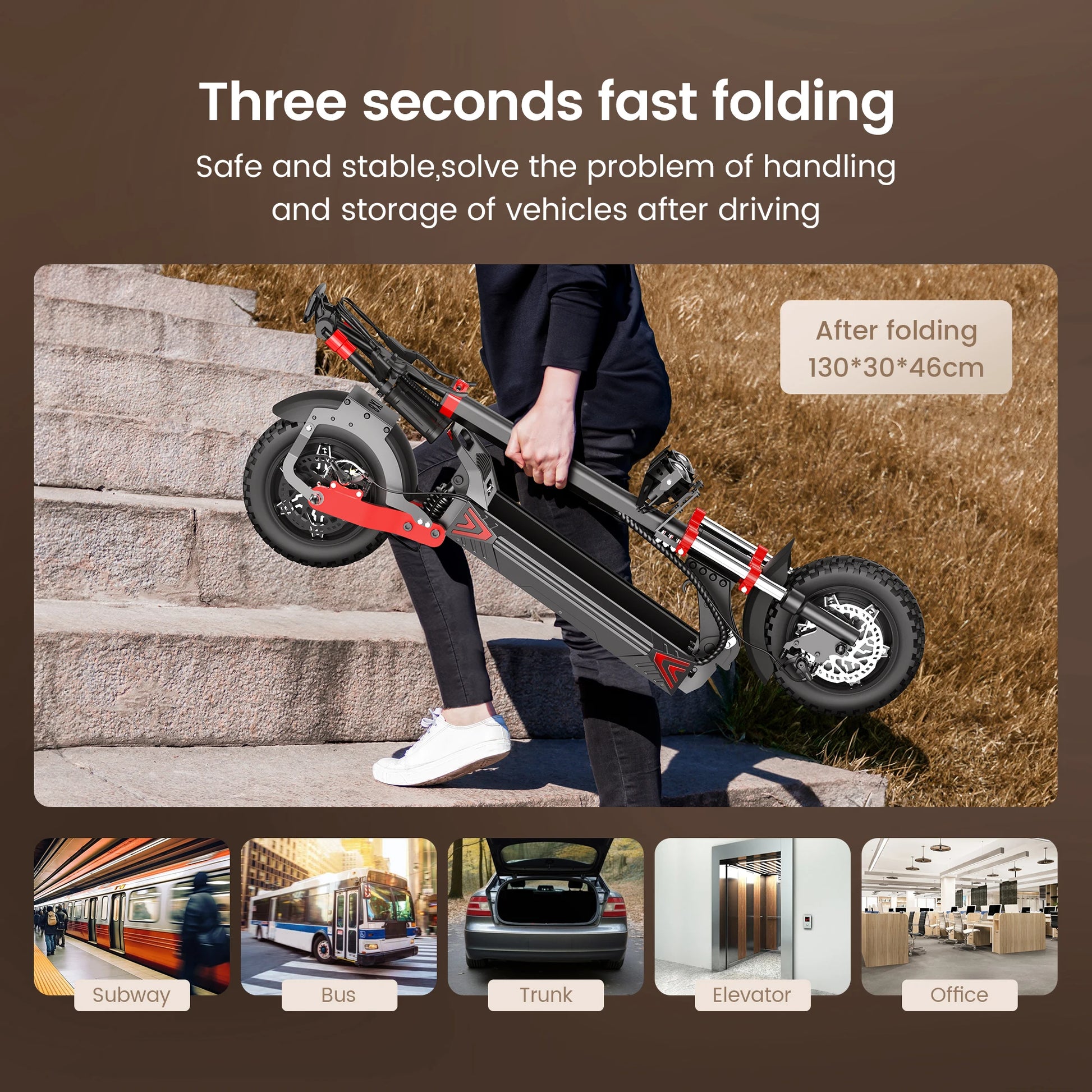 iScooter IX8 Foldable Electric Kick Scooter for Adults 60 km/h Speed 2400W Power 48V Voltage 20Ah Battery.