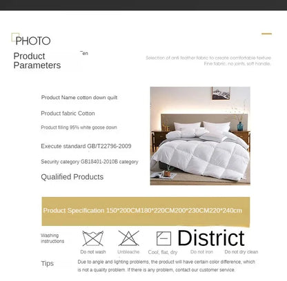 Down duvet 95 white goose down five-star hotel warm double single duvet core goose down duvet.