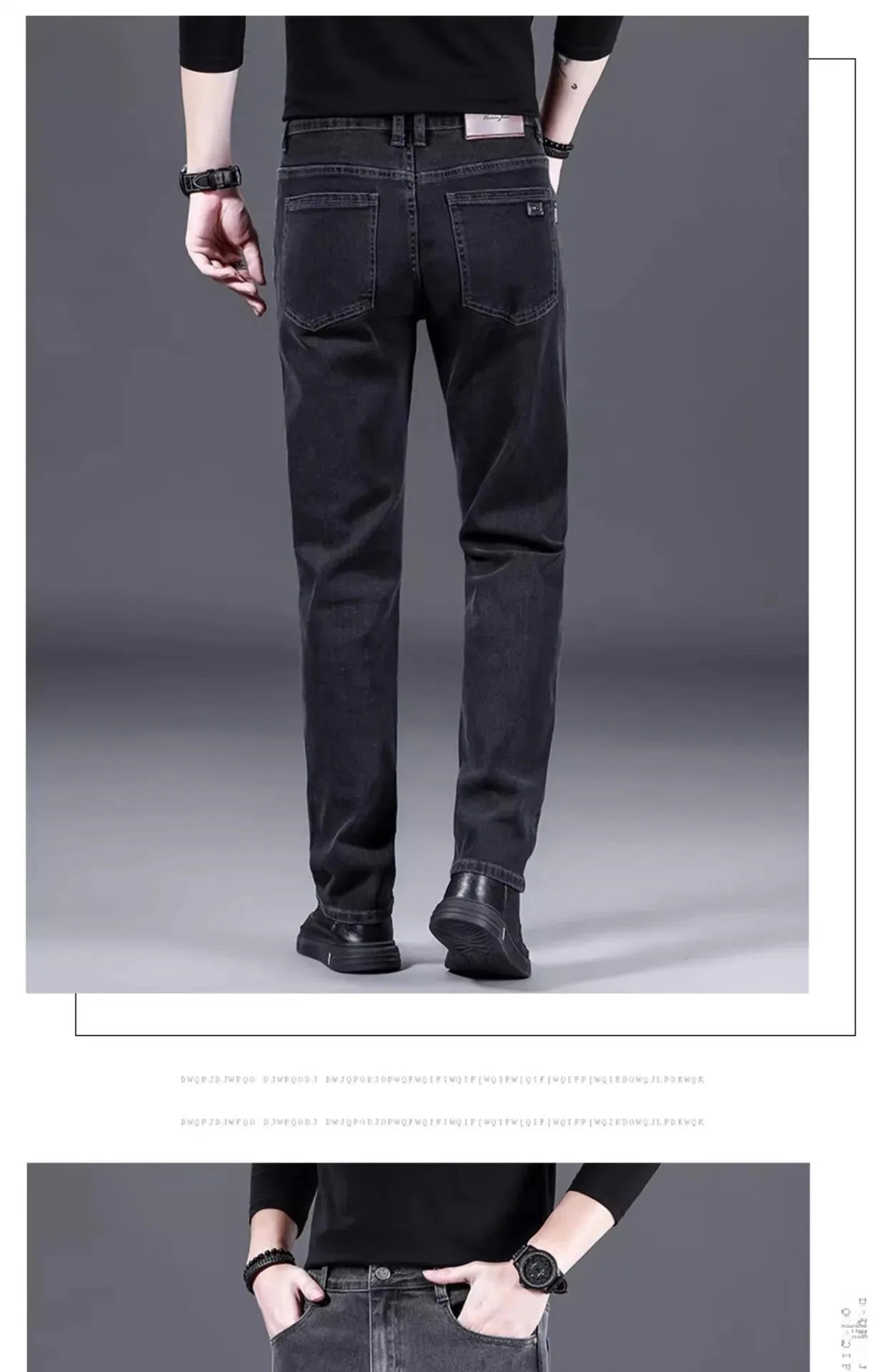Fashionable Casual Men's Jeans Slim Straight Long Pants Versatile Spring Autumn Winter New Style High Waist Trousers.
