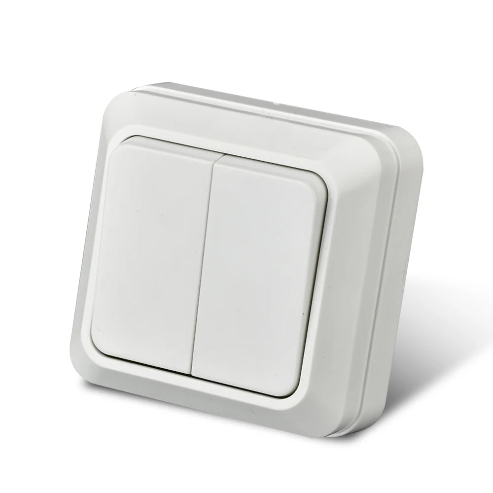 WESA Weiße Wandoberfläche, 2-Steckdosen, EU-Außensteckdosen mit Erdungssteckdose, flammhemmende Farbe aus Kunststoff