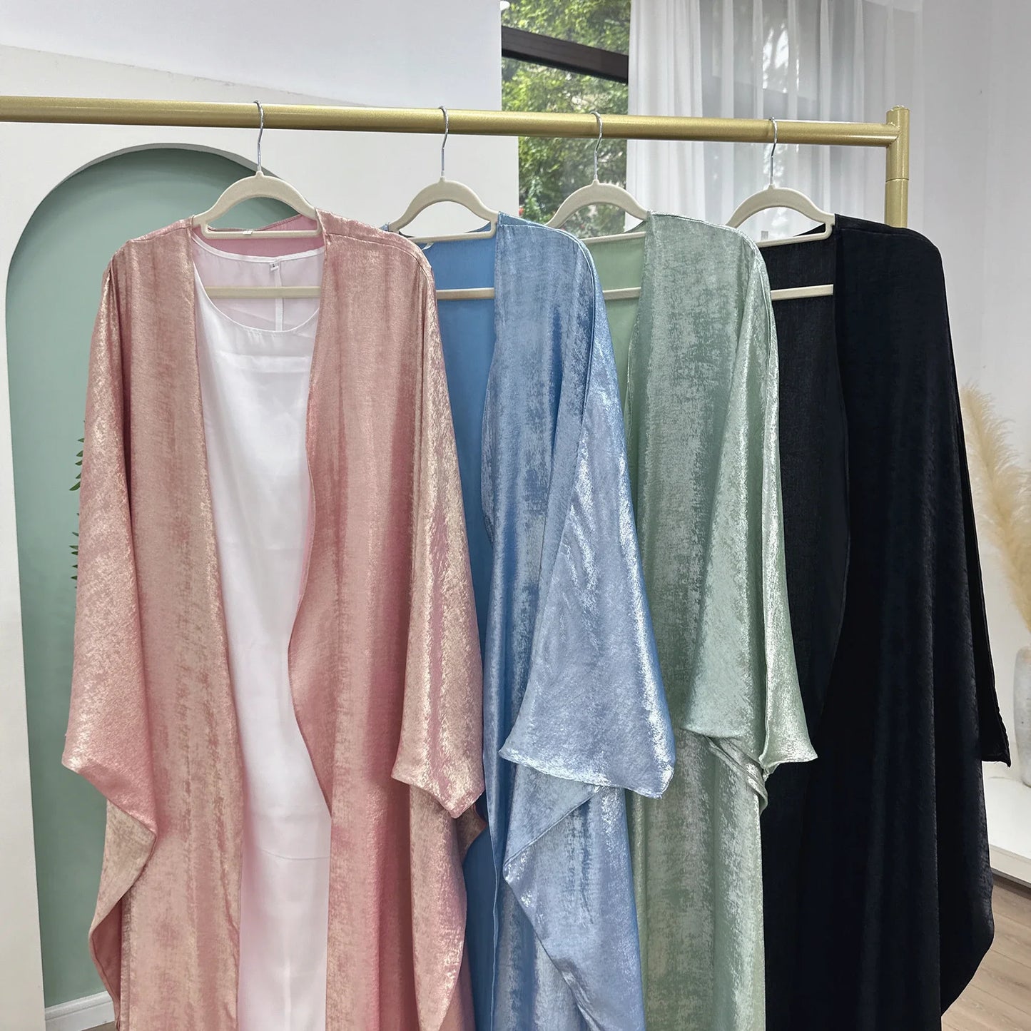 Mode Elegante Dubai Türkische Abaya Kleid Frauen Muslimische Frauen Muslimischen Kimino Kleid Abayas Vorne Offen Strickjacke.