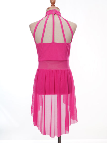 Mädchen Ballett Gymnastik Trikot lyrischen Tanz kleid ärmellose florale Spitze Tutu Tanz kleidung für Eiskunstlauf Bühnen performance