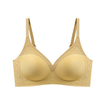 Stripe Color Contrast Soft Support Seamless Women Underwear Semifixed Cup Pad No Steel Ring Adjustable straps Gathered Woman Bra