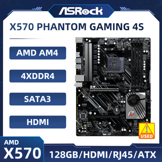 ASRock X570 PHANTOM GAMING 4S motherboard AM4 AMD X570 DDR4 128GB Hyper M.2 ATX support Ryzen 5 5600X 4100 1600 3600 cpu.