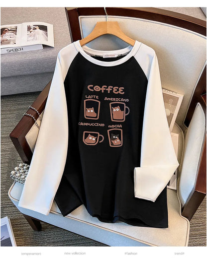 175kg plus size Damen büste Frühling Herbst lockeres Oberteil Rundhals bedrucktes Langarm-Sweatshirt 4xl 5xl 6xl 7xl 8xl 9xl