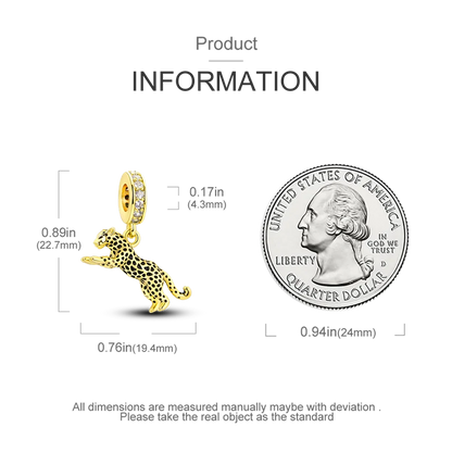 Gold Series DIY Charms Bead Original 925 Sterling Silver Inlaid Zirconium Sun Leopard Pendants Fit Bracelet Jewelry Gift Marking.