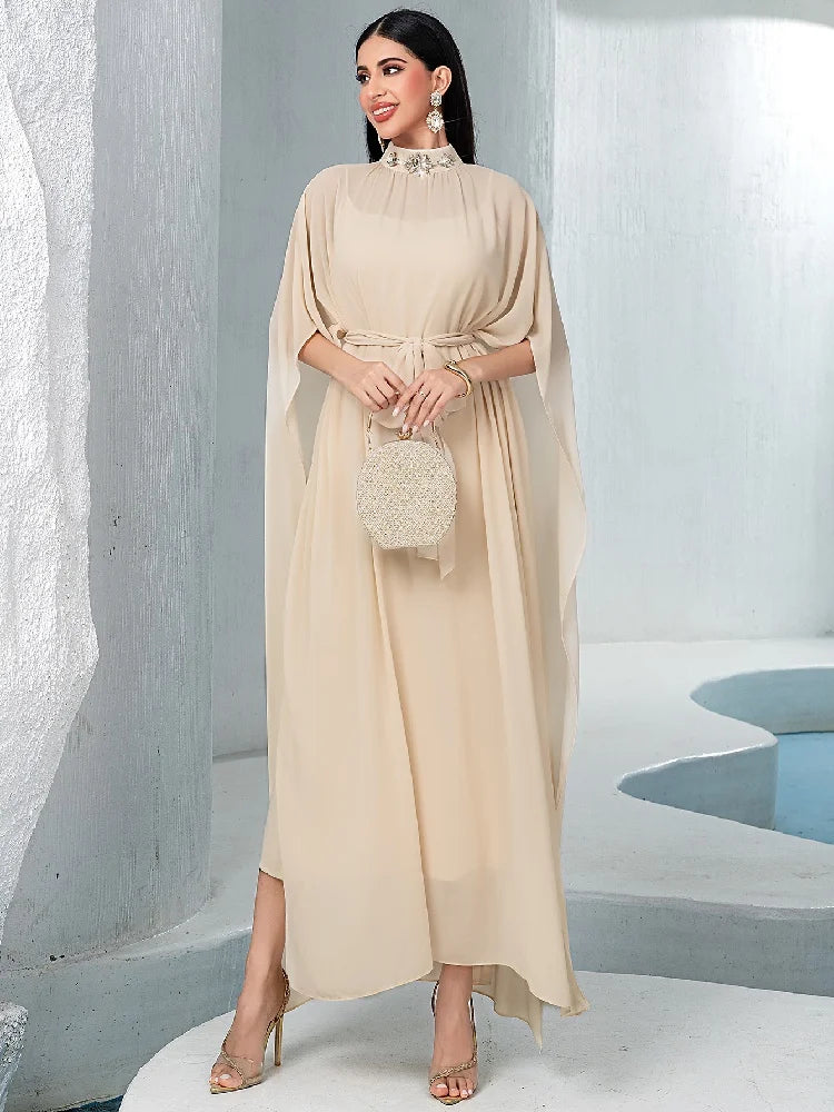 Chiffon 2 Piece Abaya Damen Dubai Muslim Evening African Dresses For Women Set Islam Clothing Kebaya Kaftan Robe Musulmane Femme.