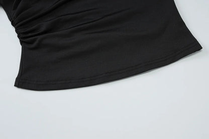 Cryptographic One Shoulder Asymmetrical Tops Summer Fashion Outfits Embellished Sexy Backless Solid Cropped Top Streetwear.