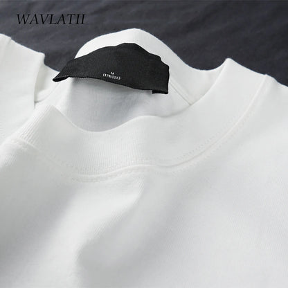 WAVLATII Oversized Summer T shirts for Women Men Brown Casual Female Korean Streetwear Tees Unisex Basic Solid Young Cool Tops.
