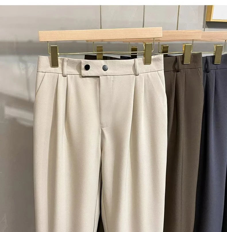 Luxury Fashion Straight Men's Casual Pants Spring Summer New Korean Suit Pant Harem Business Formal Male Trousers Trendy Brand.