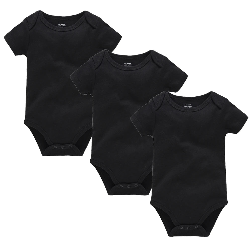 3Pcs Baby Jungen Kleidung 100% Baumwolle Solid Black Kurzarm Blank Baby Bodys körper bebe Neugeborenen Overall Plain 0-24 monate.