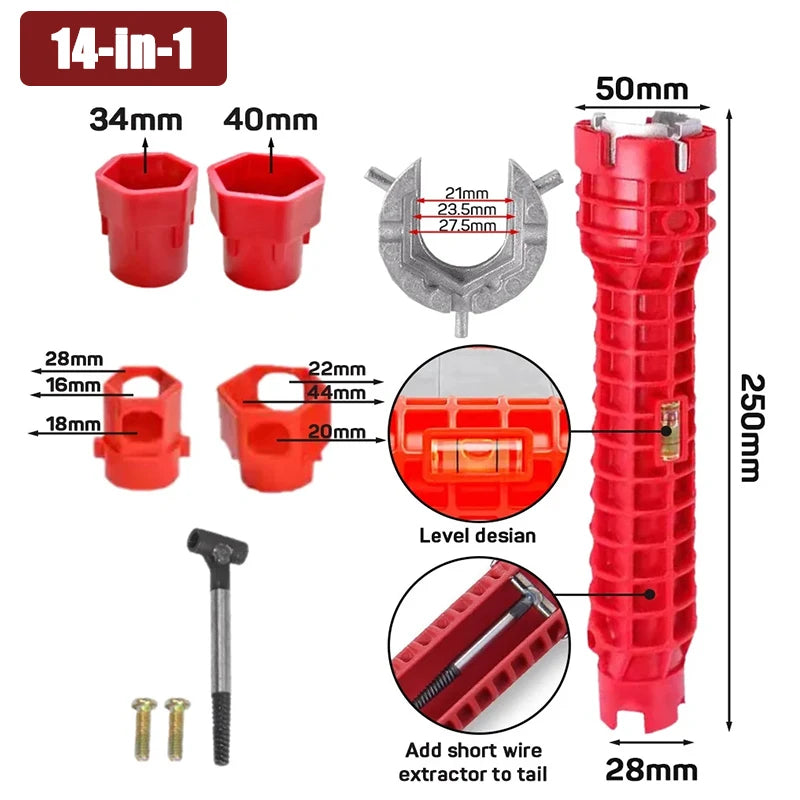 24 in 1 Sink Faucet Wrench Multifunction Pipe Wrench Anti-Slip Handle Double Head Wrench For Kitchen Bathroom Water Pipe Repair