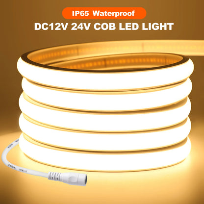 12V 24V Tuya Smart WiFi COB Neon Strip Waterproof 0.5M 5M 10M 20M 320LED/M Flexible LED Tube Tape for Kitchen Cabinet Room Decor.