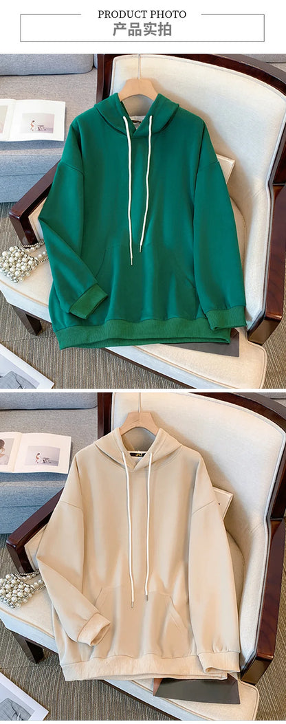 150kg plus size Damen büste Herbst Kapuze neun Farben Sweatshirt lose Langarm Top 6xl 7xl 8xl 9xl 10xl.