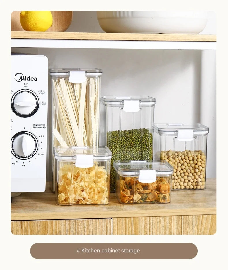 Large Capacity Waterproof Transparent Sealed Jar Multi-size Scene Kitchen Candy Dried Grain Storage With Lid Fridge Storage Tank.