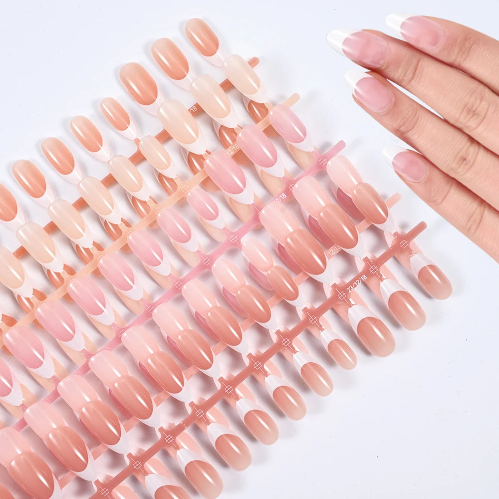 120/150pcs Matte White French Gel Nail Tips Medium Almond Nude Press On Nails 0.75-2.6cm Pink/Nude ABS Soft Gel Nail Flase Tips.