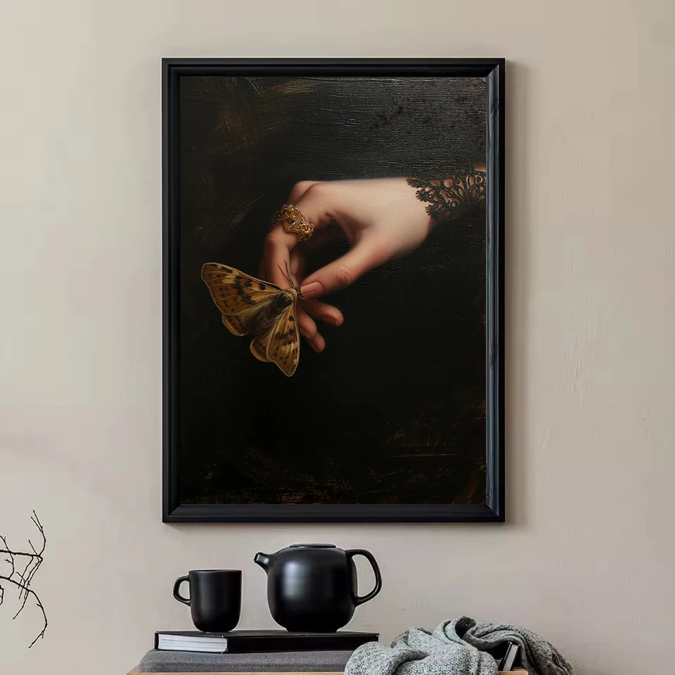 Dark Academia Woodland Moth Medusa Portrait Victorian Gothic Aesthetic Poster Canvas Painting Wall Art Pictures Home Decor Gift.