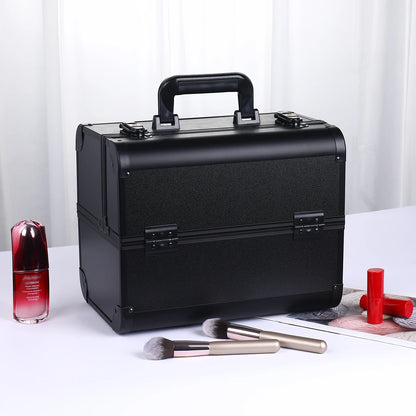 Makeup Train Case Aluminum Alloy Case Pedicure Tool Box with Handle Cosmetic Box Portable Makeup Case Organizer