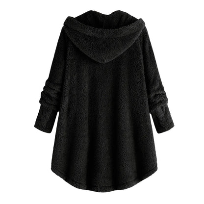 Herbst Wintermantel Frauen warme Teddybär Mantel Woll jacke weibliche Plüsch mantel Kapuzen jacke neue Damen mäntel einfarbige Jacke