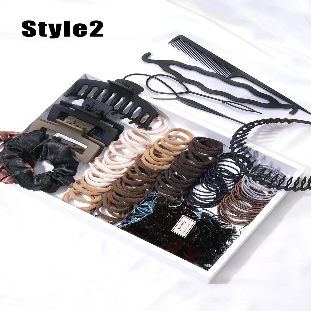 Fresh Simple Women's Hair Ties And Hair Accessories Set High Elasticity Cute Geometric Design Resin Hair Bands for African Eu...