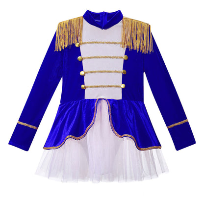 Kinder Mädchen Halloween Weihnachten Karneval Zirkus Zirkusdirektor Cosplay Performance Kostüm Langarm Mesh Trikot Tutu Kleid