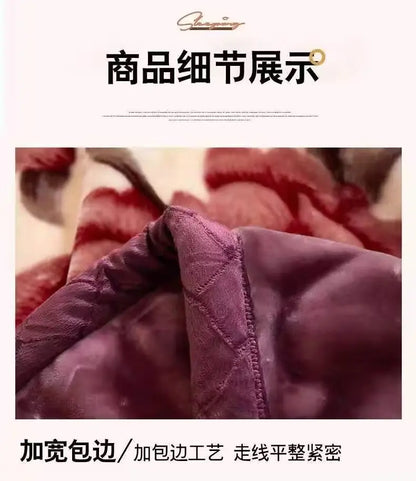 Red Rose Pattern Plush Blanket Upgraded Thickened Cold Resistant Quilt Multi Purpose Machine Wash Skin Friendly Bedding Sheet.