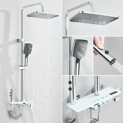 LCD Display Screen Shower Faucet Bathroom Hot Cold Control Background Lights Shower Set Piano Shower System Wall Mounted