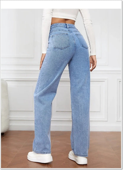 2000s Jeans Women High Waist Wide Leg Straight Y2K Jean Women's Loose Fit Denim Trousers Comfortable Plus Size Casual Pants.