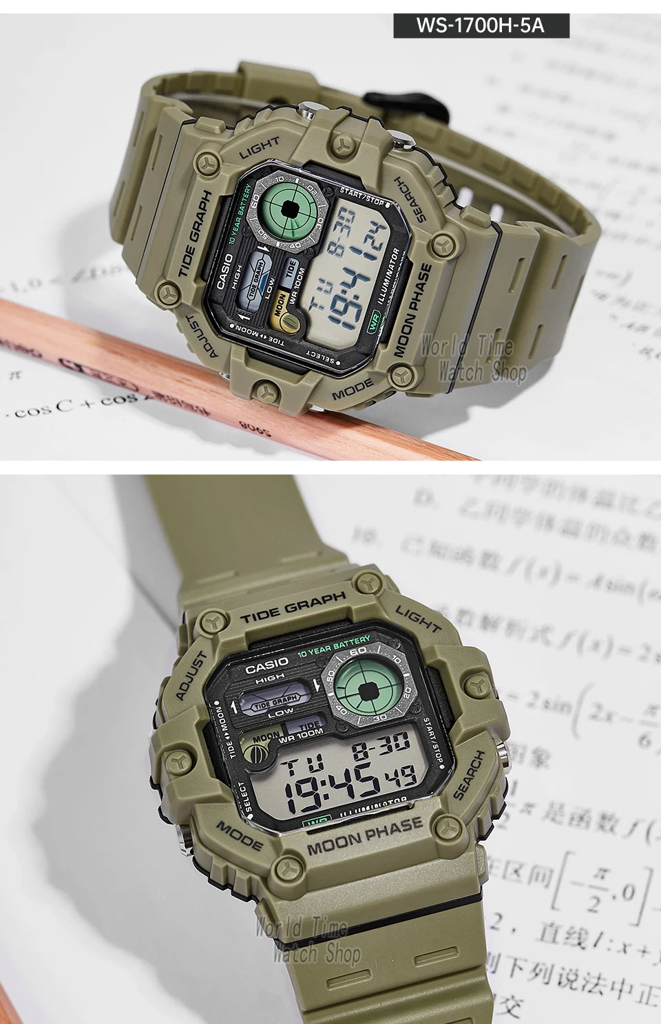 Casio Men's Watch Fashion Sports Outdoor Wristwatch Active Lifestyle Timepiece Casual Design WS-1700H series.