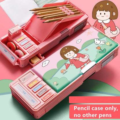 Mechanisches, verformbares, niedliches Federmäppchen mit Stifteinsatz, multifunktionaler Schlüsselschalter, Cartoon-Aufbewahrungsbox für Schule und Schreibwaren aus Kunststoff