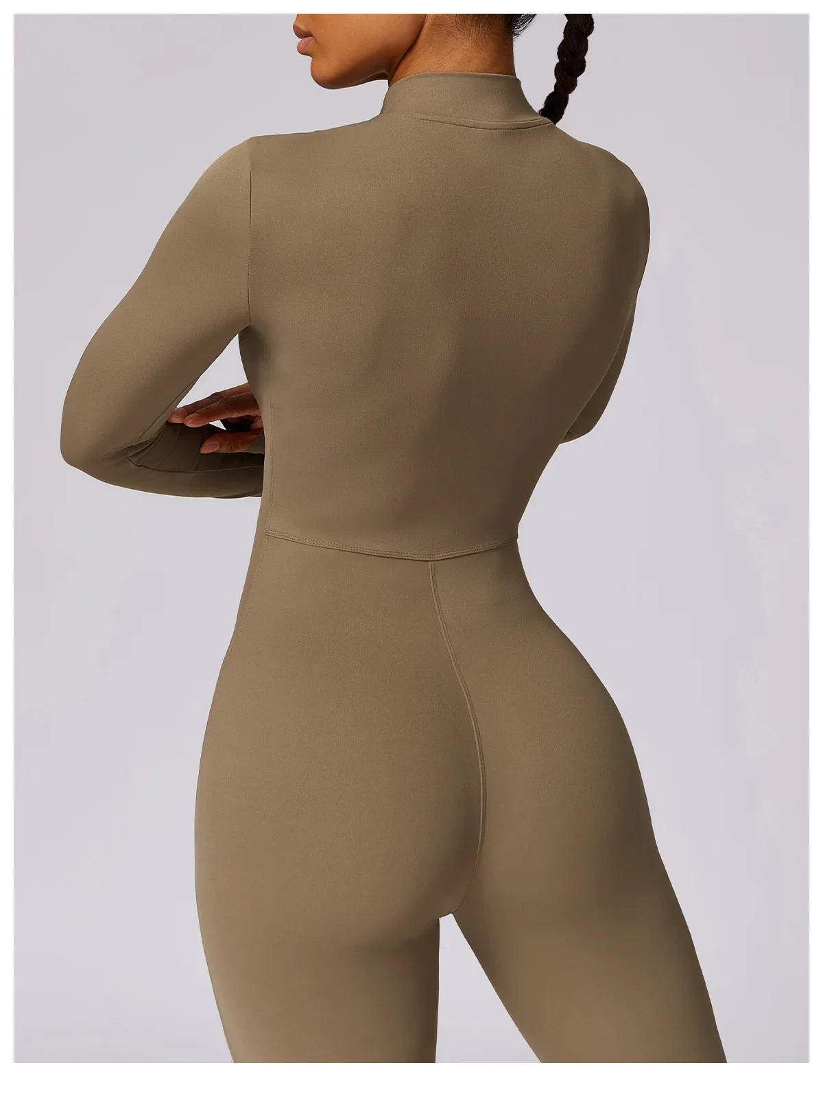 Zipper Sensation Long Sleeve Yoga Suit High Intensity Fitness Sports Bodysuit Tight Fit Clothing 8306 One Piece Suit.