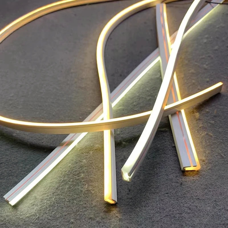 4/6/8/10mm Narrow LED Neon Silicone Tube Rope Lamp Recessed DC12V Flexible Waterproof Diffuser Cabinet Closet Ribbon Strip Light.