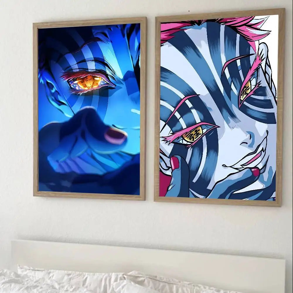 Japanese Anime Akaza D-Demon Slayer Poster High Quality Dorm Living Room Aesthetic Wall Decoration Painting Stickers Gift.