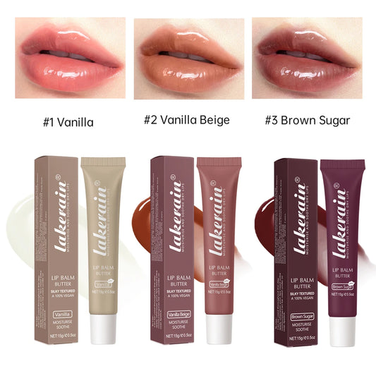 3pcs/Kit Butter Moisturizing Lip Gloss Oil Jelly Lipgloss Liquid Lipstick Lip Tint Brown Sugar Crystal Lip Balm.