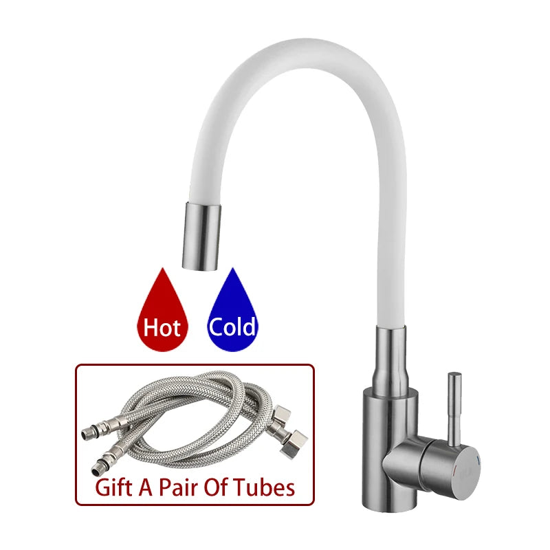 ULA Gold Kitchen Faucet Stainless Steel Flexible Spout Kitchen Sink Faucet Hot Cold Water Sink Mixer Tap 360 Degree Rotate Crane