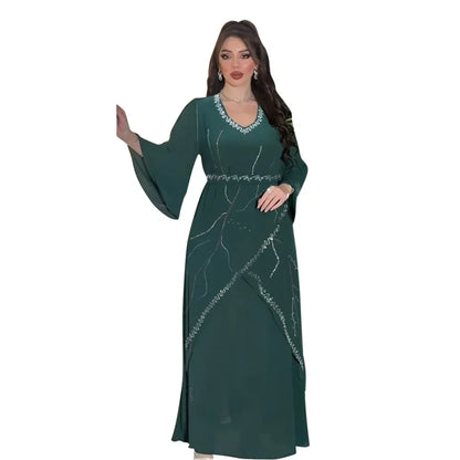 Diamanten Abayas für Frauen Muslimischen Abend Party Kleid Islam Kleidung Arabische Robe Saudi Kleid Marocain Kaftan Dubai Jalabiya Djellaba