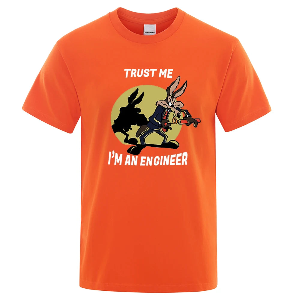 Trust Me Im An Engineer T Shirt For Men Pure Cotton Vintage T-Shirt Round Neck Engineering Tees Classic Man Clothes Oversized.