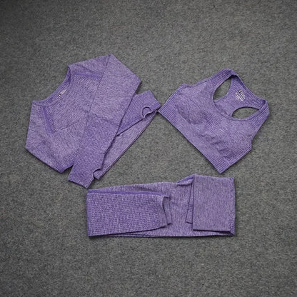 Sexy Seamless Knitted Yoga Sportswear Set Women's Quick Dry Tight Fitness Clothes Set Comfortable High-End Sensation