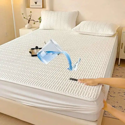 Solstice Waterproof Quilted Mattress Cover - Thickened 매트리스커버 (No Pillowcase), Fits 8-12" Deep Mattress, Home Bed Linen.