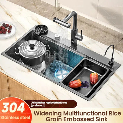 Kitchen Sink Stainless Steels Large Single Slot Multifunctional Dishwashing Bowl Household Wash Dish and Wash Vegetables Basin