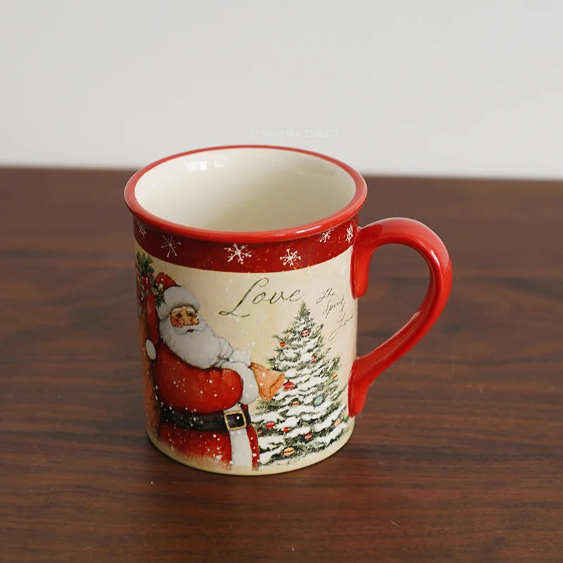Christmas Themed Ceramic Dinner Plates Tableware Set Underglaze Color Process Coffee Cup Soup Bowl Santa Claus Steak Plate.