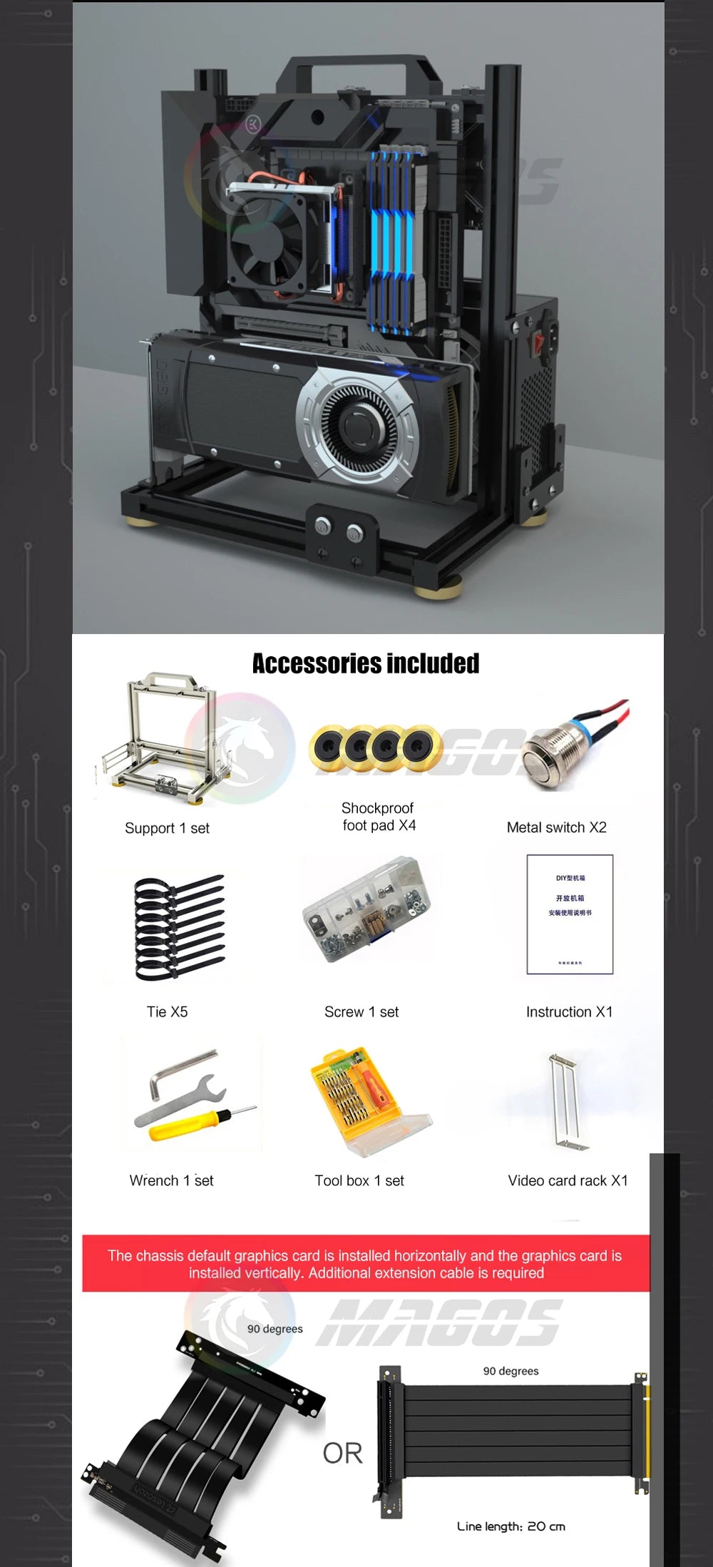DIY Gamers Cabinet MOD ITX MATX PC Case Open Frame Aluminum Creative ATX Tower Desktop Gaming Computer Chassis Rack.