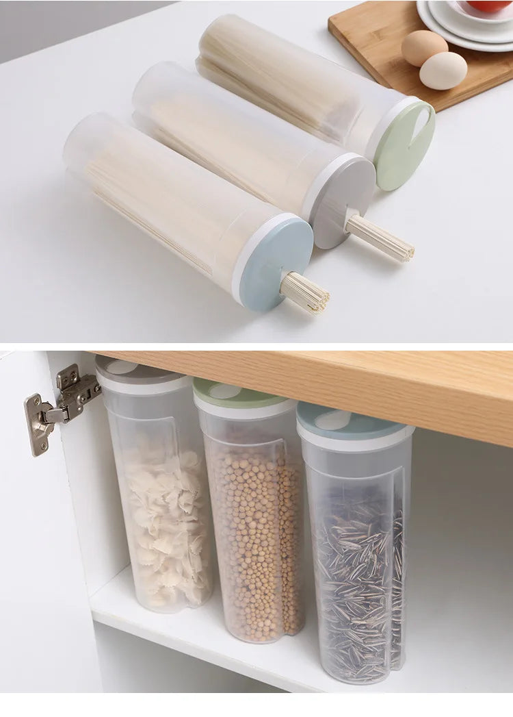Food Storage Box Airtight Sealed Containers Fruit and Vegetable Storage Box for Cereal Spaghetti Noodle Wheat Pasta Organizer.