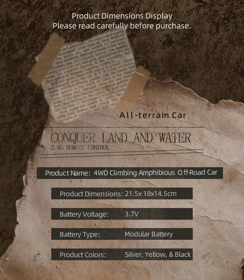 Q210 Amphibious Rc Car Dual Control 4WD Off-road Remote Control Waterproof Vehicle 2.4G Electric Climbing Crawler Toys for Kids