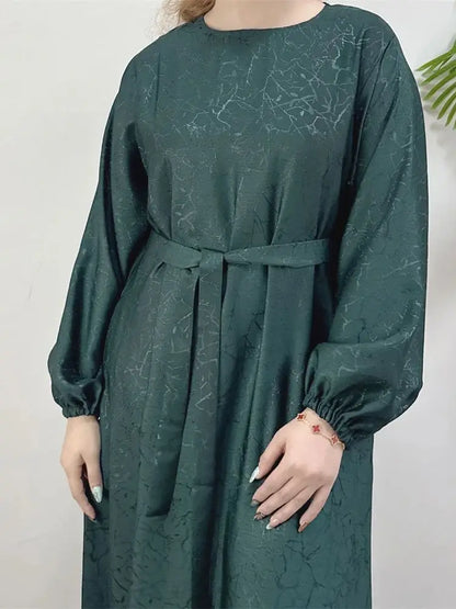 Ramadan Eid Satin Dubai Long Modest Dress Abaya Damen Islam Muslim Kaftan African Dresses For Women Kebaya Robe Femme Musulmane.