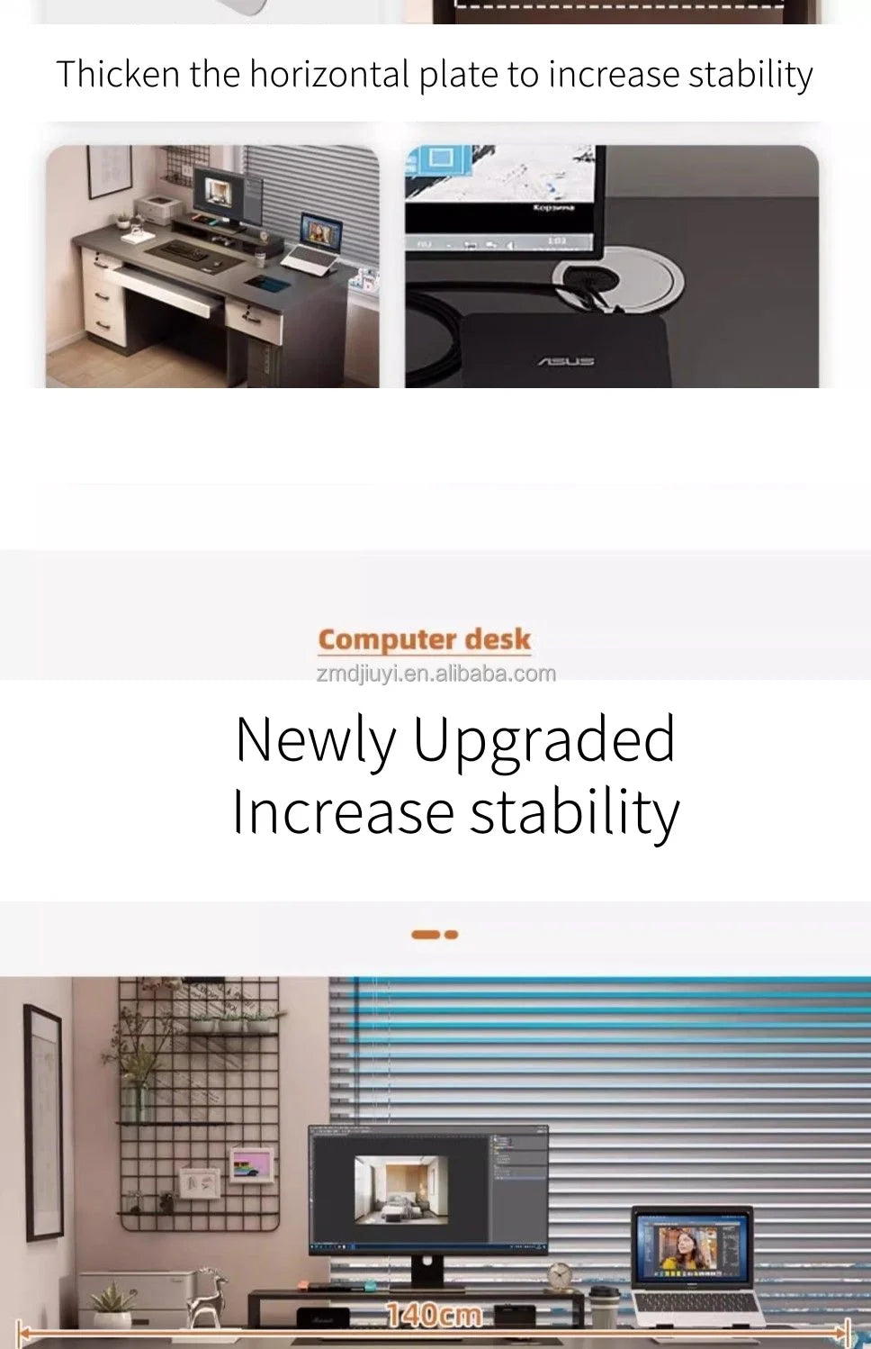 Desktop-Computertisch mit Schubladen für Heimlernen, Schreiben und Büromöbel. Großer Schreibtisch für den Schreibtisch