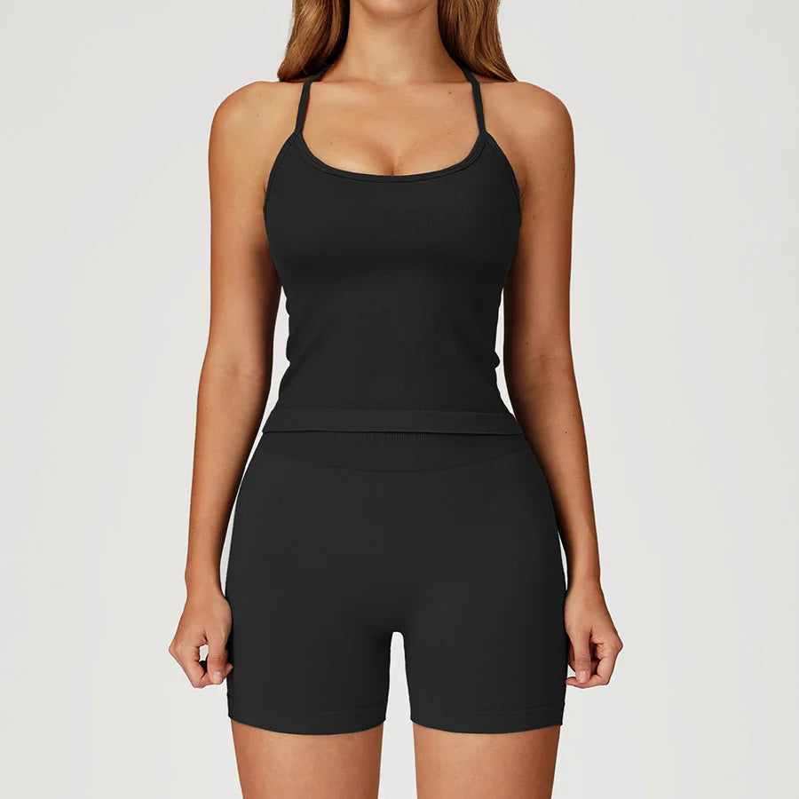 2PCS Yoga Suit Sports Set Women Gym Set Woman Tracksuit Running Workout Long Sleeve Sports Shirt Shorts and bra set Sport Outfit