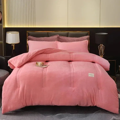 Winter Quilt Blanket Double Sided Velvet Lamb Cashmere Double Bed Quilts King Queen Full Size Bed Duvet Thicken Comforter Core
